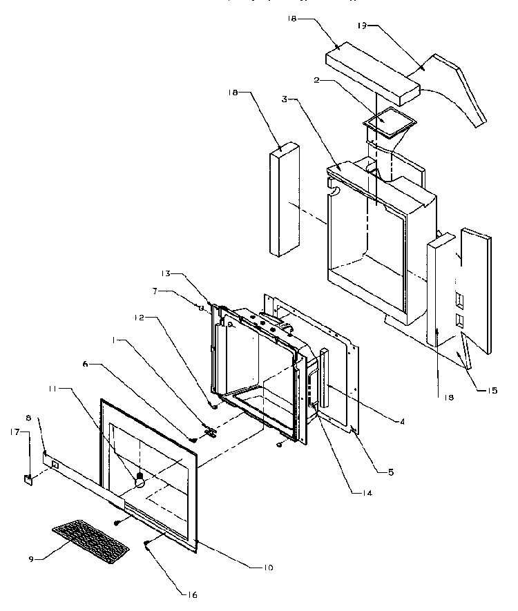 Ice & Water Cavity Assembly Diagram and Parts List for SRD20S4W-P1190801WW  Amana Refrigerator