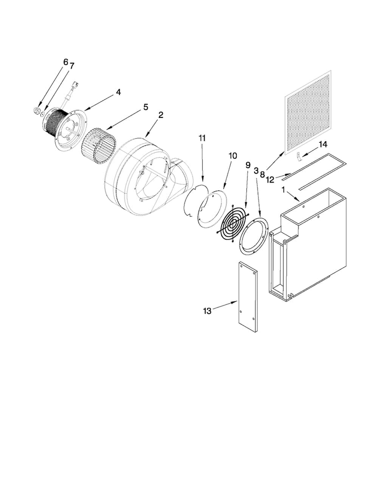 Blower Unit Parts Diagram and Parts List for JGD8430ADS14  Jenn-Air Cooktop