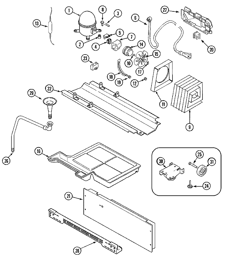 COMPRESSOR Diagram and Parts List for GS2123SDFW  Maytag Refrigerator