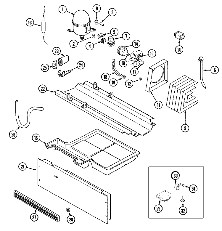 COMPRESSOR Diagram and Parts List for GT2488PKCW  Amana Refrigerator