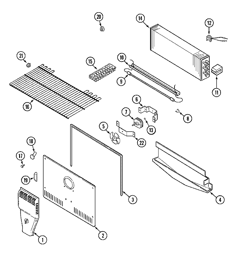 FREEZER COMPARTMENT Diagram and Parts List for CT19B4W  Crosley Refrigerator