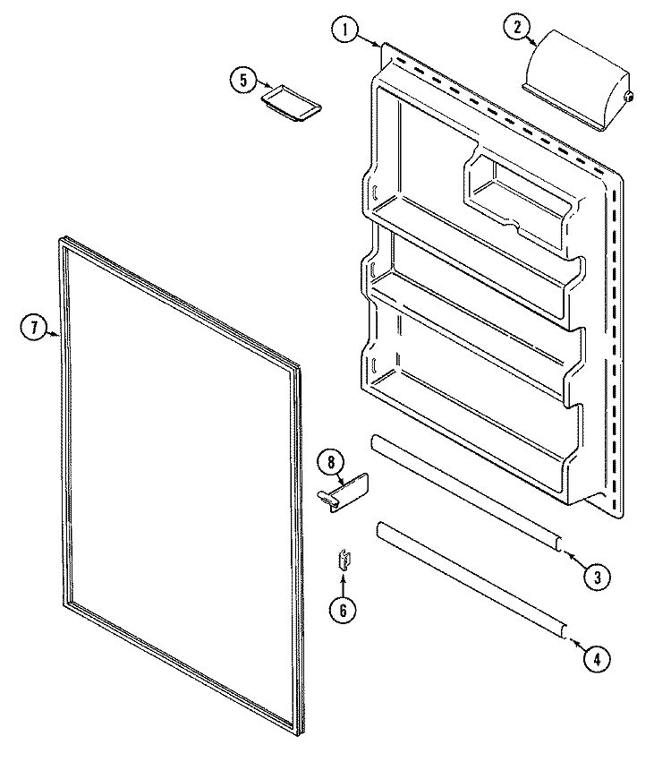 FRESH FOOD INNER DOOR Diagram and Parts List for GT1922NEEW  Amana Refrigerator