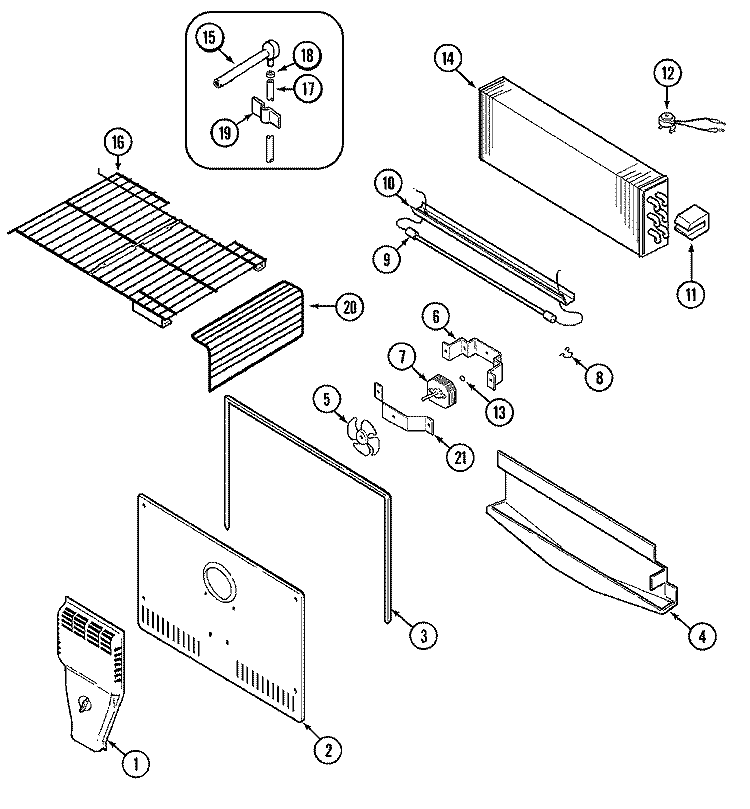 FREEZER COMPARTMENT Diagram and Parts List for CTF2125DRA  Magic Chef Refrigerator