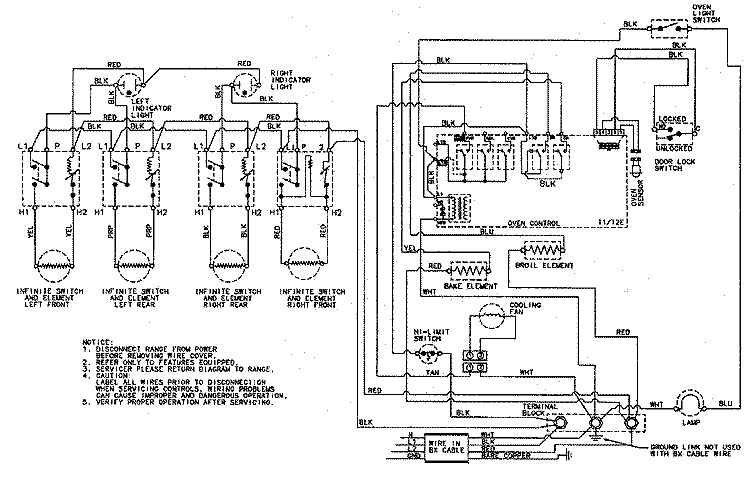 WIRING INFORMATION Diagram and Parts List for ACS4140BW  Amana Range