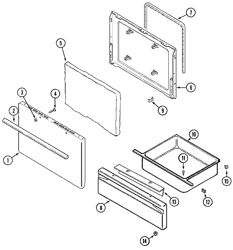 DOOR / DRAWER Diagram and Parts List for CES1110AAH  Magic Chef Range
