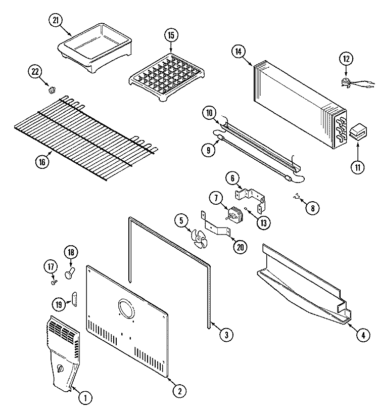 FREEZER COMPARTMENT Diagram and Parts List for PTB1953DRA  Maytag Refrigerator