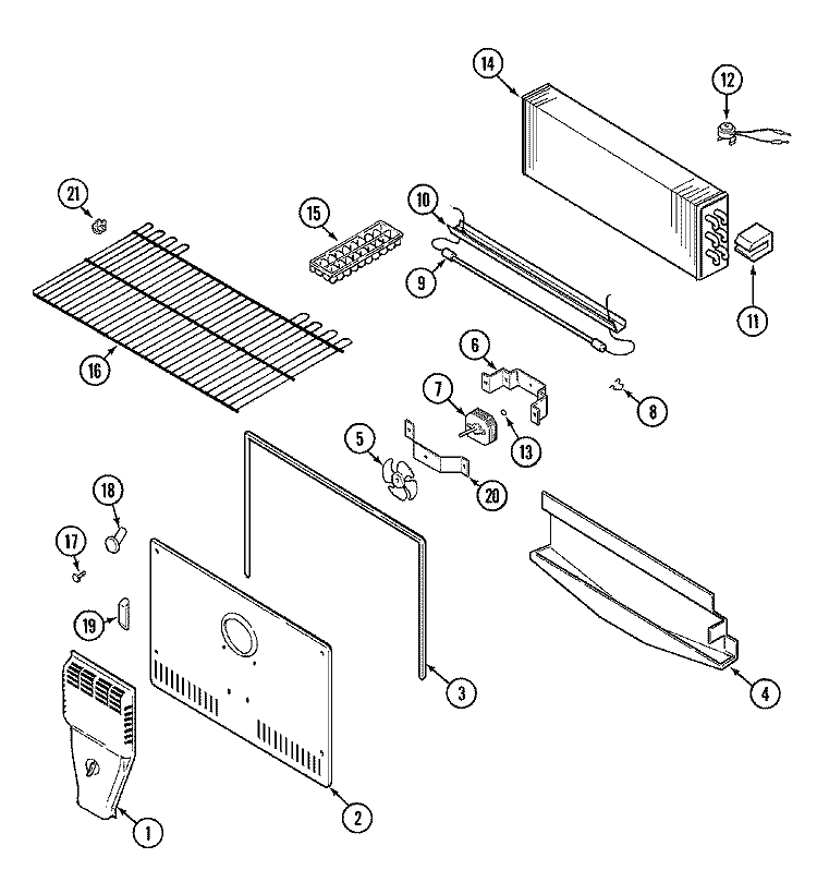 FREEZER COMPARTMENT Diagram and Parts List for GT1911PXEA  Crosley Refrigerator