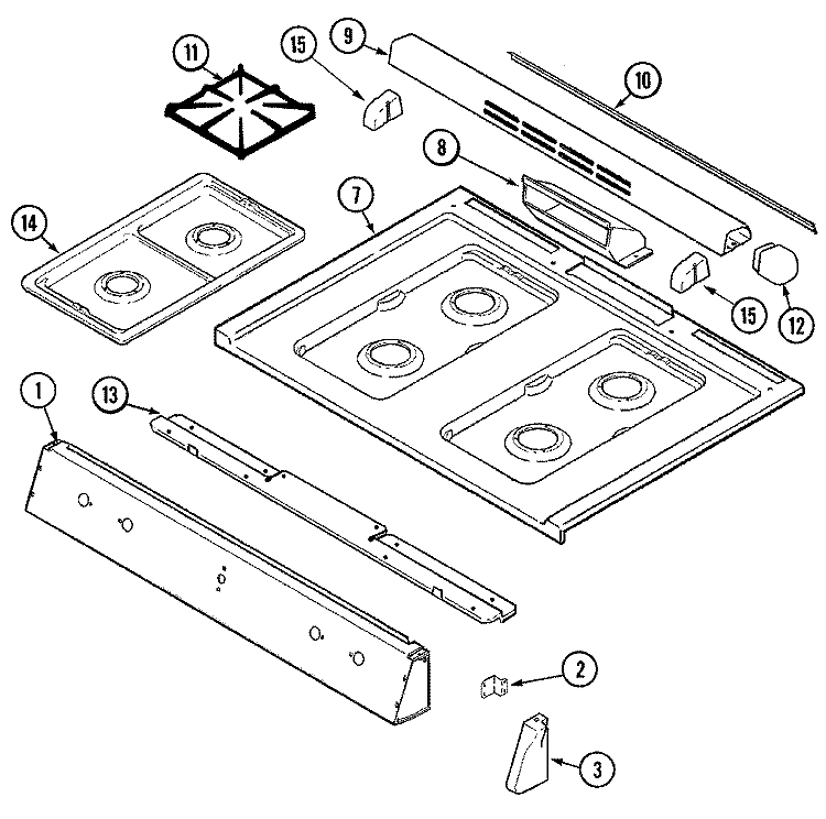 TOP ASSEMBLY (ADT) Diagram and Parts List for CGS1230ADT  Magic Chef Range
