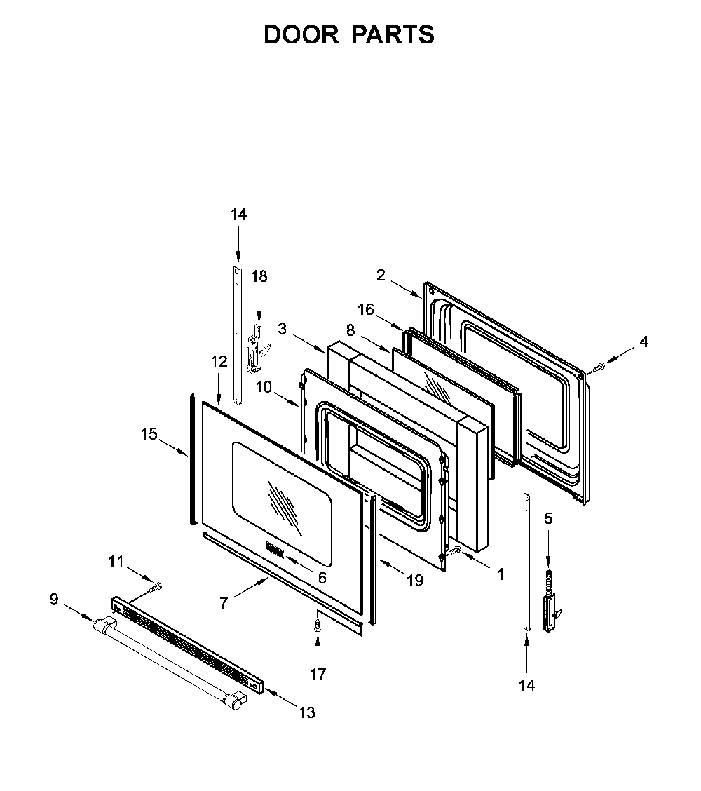 Door parts Diagram and Parts List for MGR6600FW2  Maytag Range