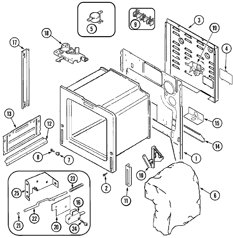 BODY Diagram and Parts List for MES5570AAW  Maytag Range