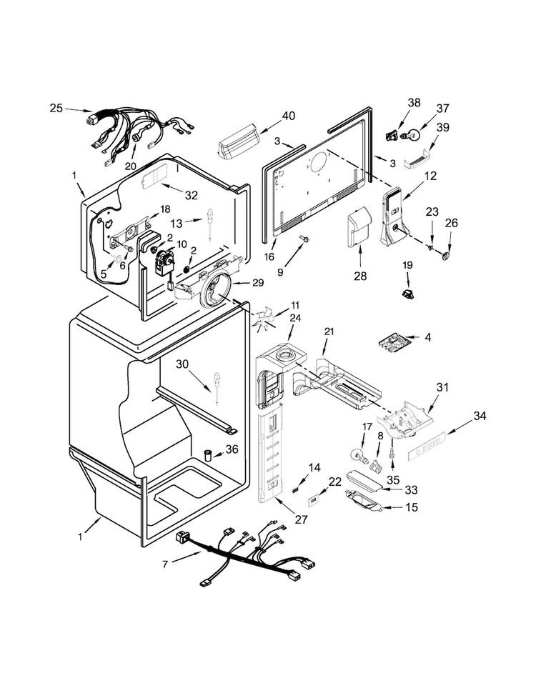 Liner Parts Diagram and Parts List for MRT711SMFZ00  Maytag Refrigerator
