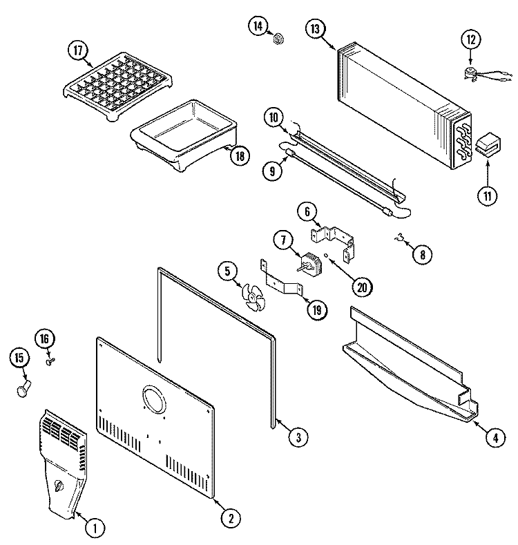 FREEZER COMPARTMENT Diagram and Parts List for GT1724NDEW  Amana Refrigerator