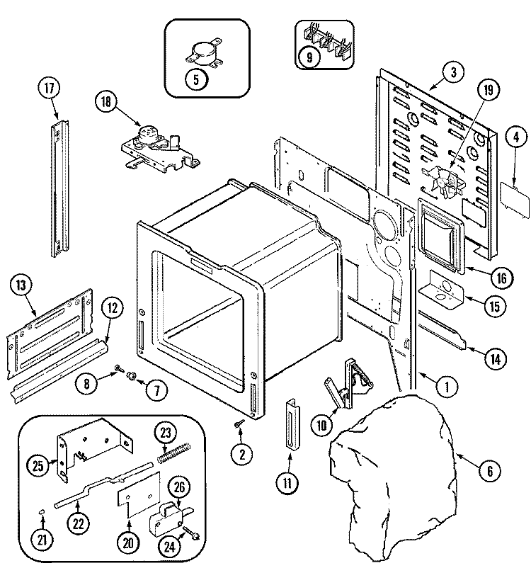 BODY Diagram and Parts List for MES5870AAC  Maytag Range