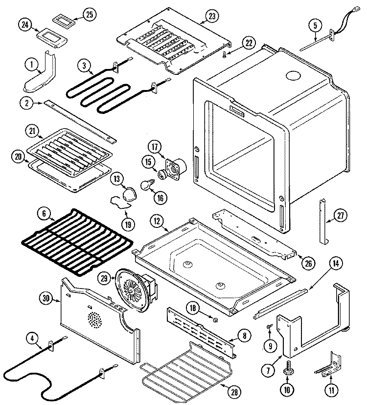 OVEN / BASE Diagram and Parts List for MES5870AAC  Maytag Range