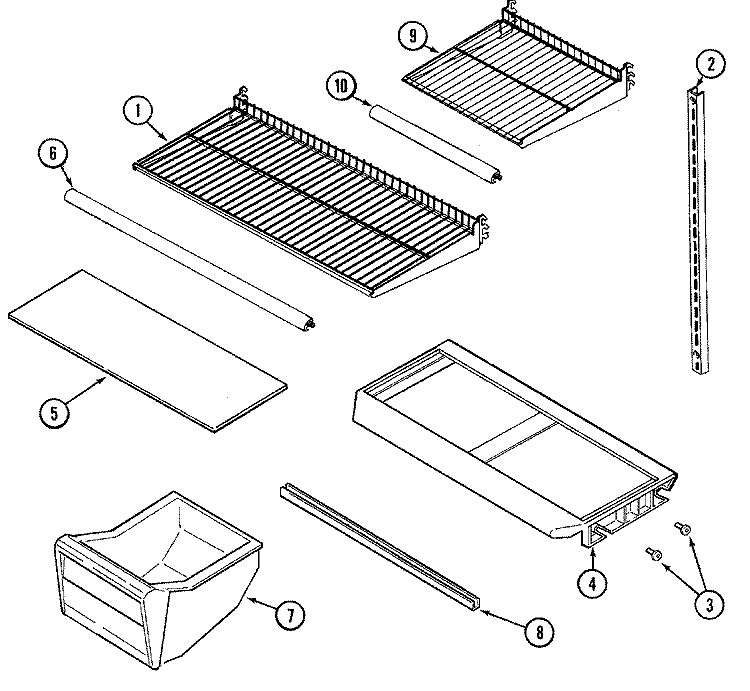 SHELVES & ACCESSORIES Diagram and Parts List for GT2123NEHW  Maytag Refrigerator