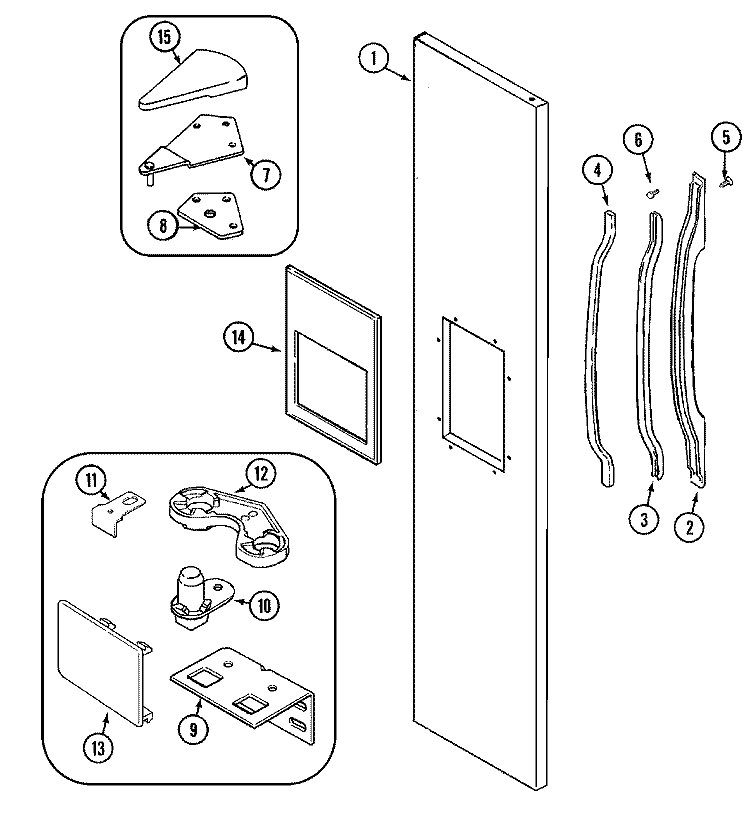 FREEZER OUTER DOOR Diagram and Parts List for GS2124IDEW  Maytag Refrigerator