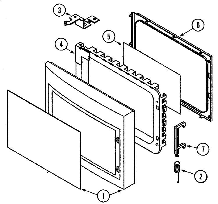DOOR Diagram and Parts List for JMC7000ADB  Jenn-Air Microwave