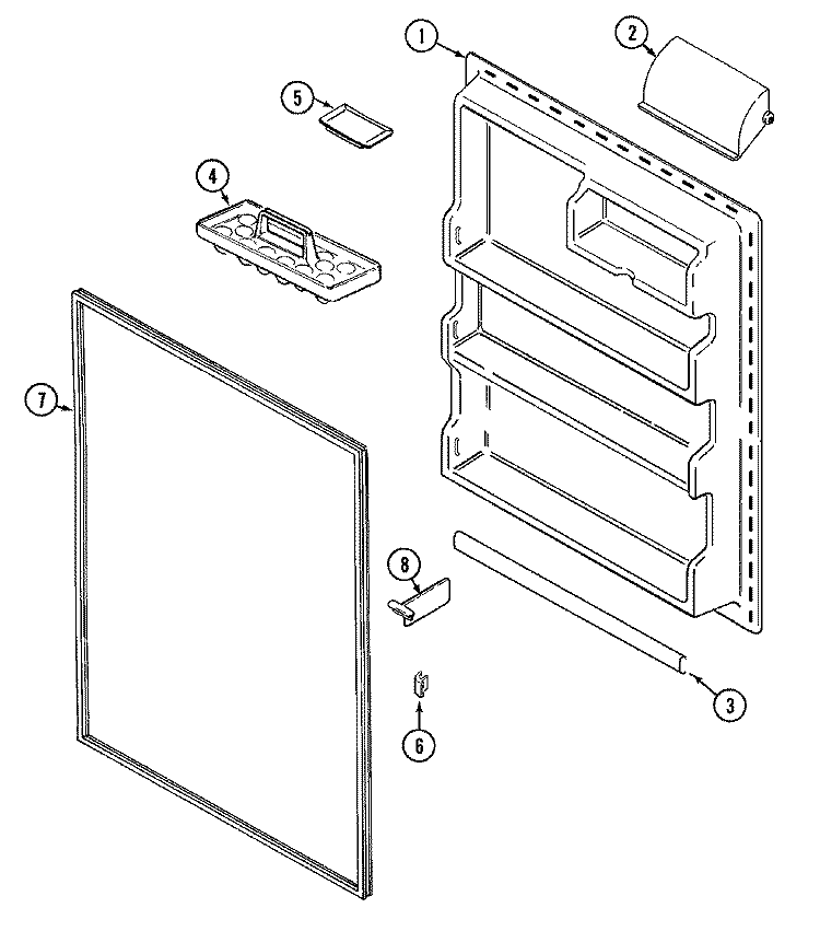 FRESH FOOD INNER DOOR Diagram and Parts List for GT1924NDEW  Amana Refrigerator