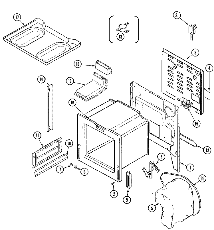 BODY Diagram and Parts List for CGS1750ADH  Magic Chef Range