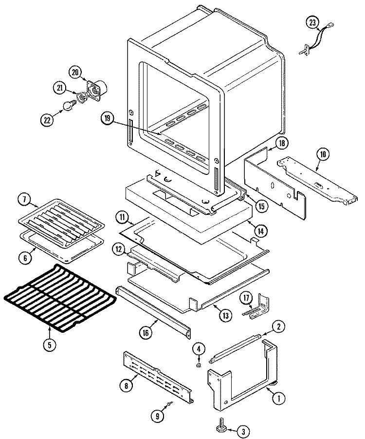 OVEN / BASE Diagram and Parts List for CGS1750ADH  Magic Chef Range