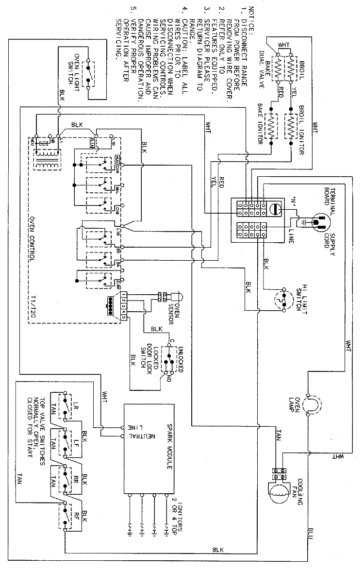 WIRING INFORMATION Diagram and Parts List for CGS3760ADB  Magic Chef Range