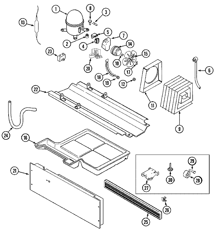COMPRESSOR Diagram and Parts List for GT2126PIEW  Amana Refrigerator