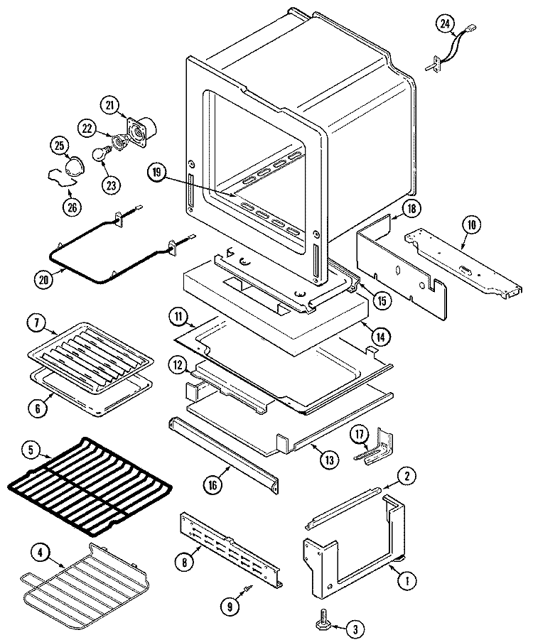 OVEN / BASE Diagram and Parts List for MGS5770ADQ  Maytag Range