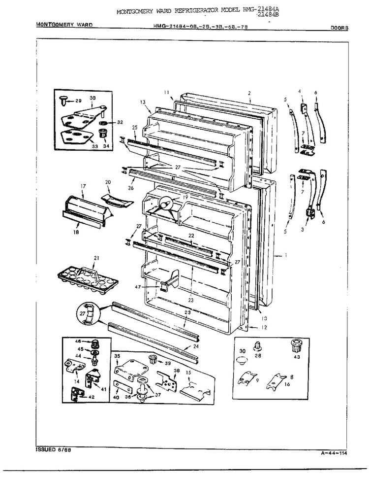 Doors Diagram and Parts List for 21484B  Admiral Refrigerator
