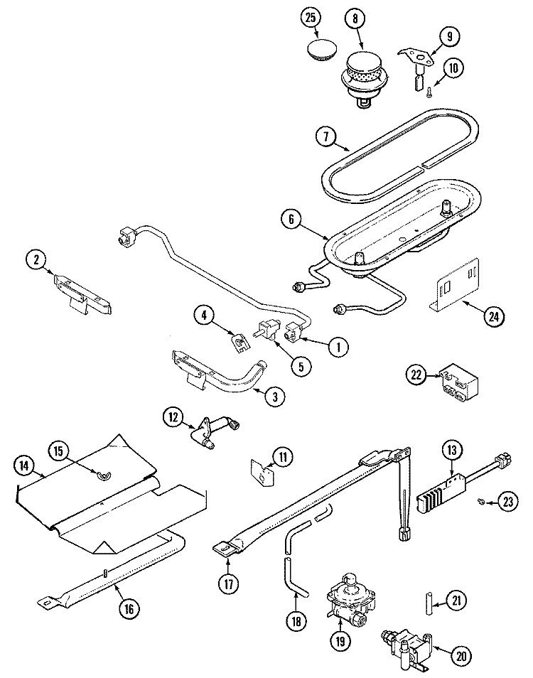 GAS CONTROLS Diagram and Parts List for MGS5770ADQ  Maytag Range