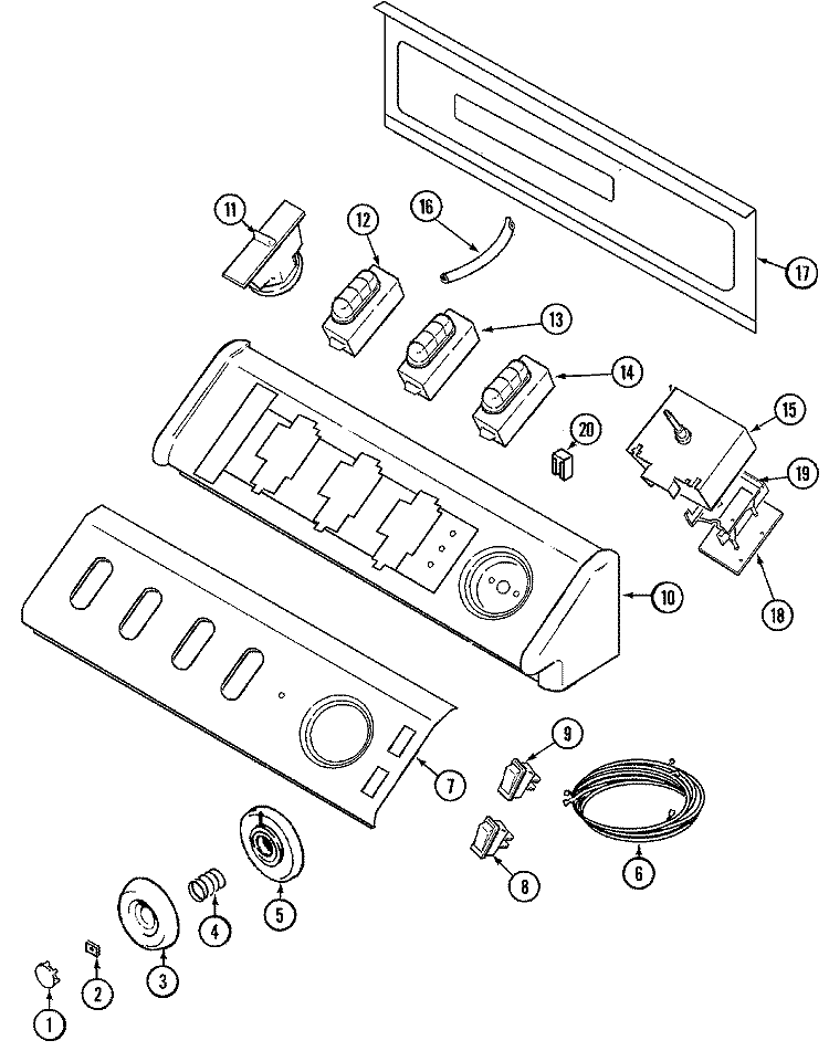 CONTROL PANEL Diagram and Parts List for MAV8057AWW  Maytag Washer