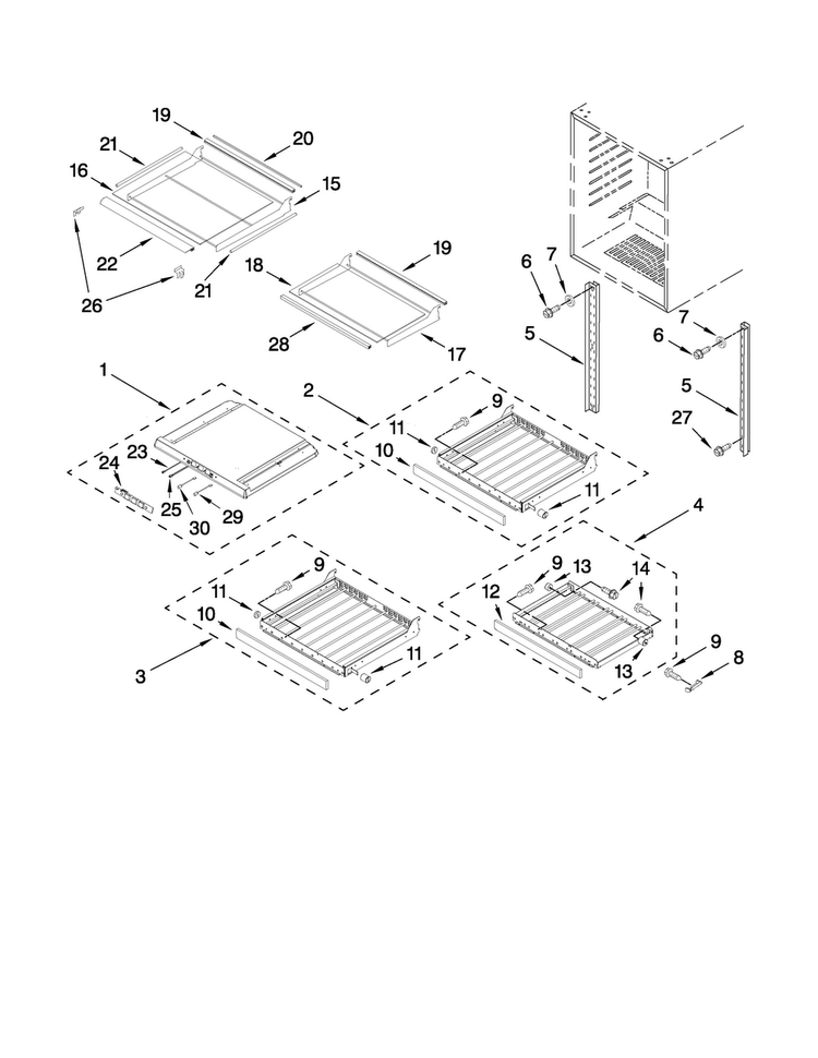 Shelf Parts Diagram and Parts List for JUB248RBCX00  Jenn-Air Wine and Beverage Cooler