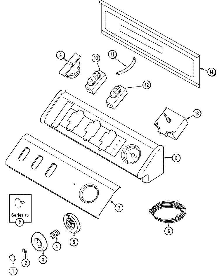 CONTROL PANEL Diagram and Parts List for MAV5057AWW  Maytag Washer