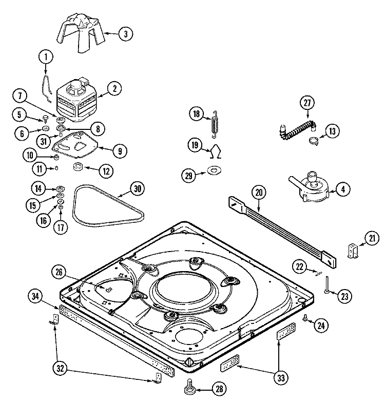 BASE Diagram and Parts List for MAV8500AWQ  Maytag Washer