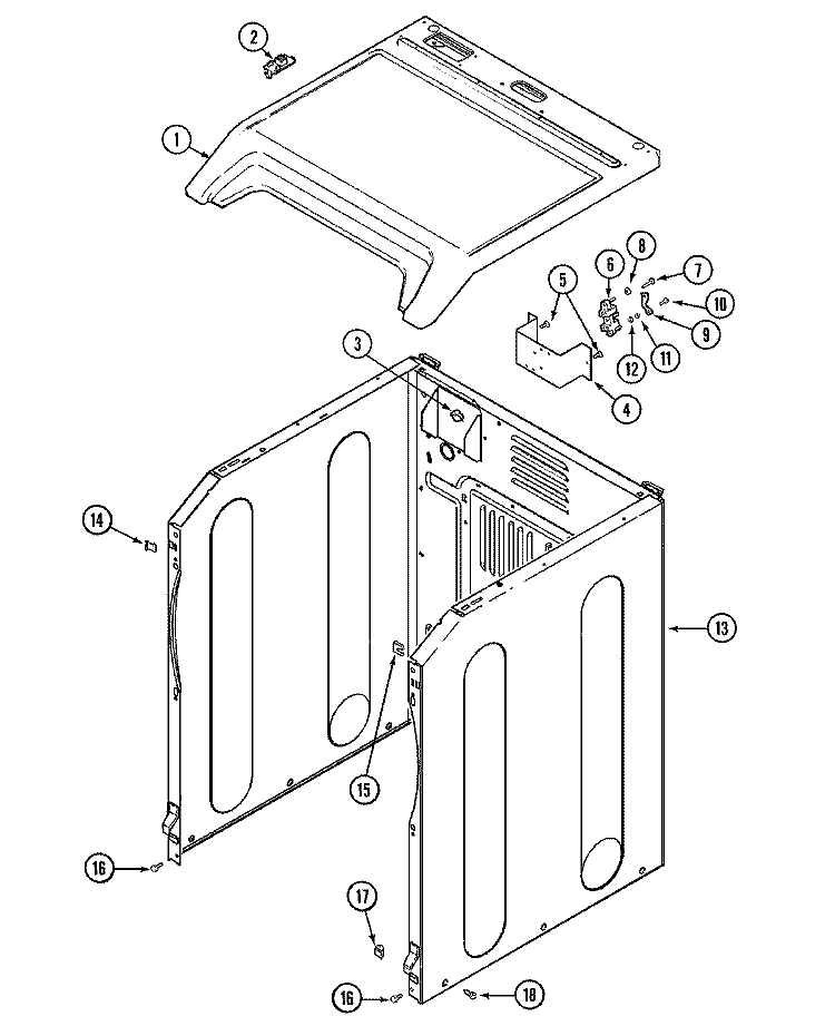 CABINET Diagram and Parts List for MDG8757AWQ  Maytag Dryer