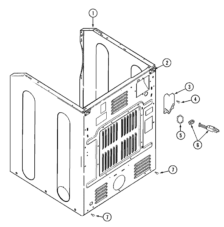 CABINET - REAR Diagram and Parts List for MDE5000AZW  Maytag Dryer