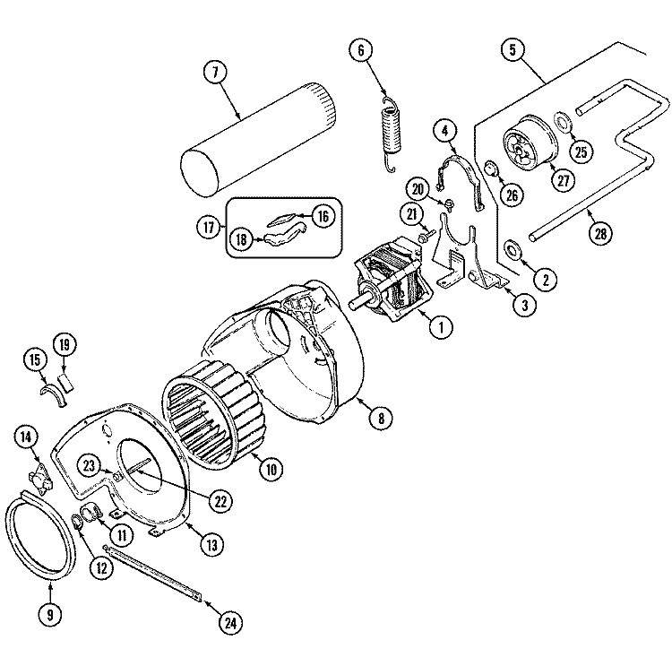 MOTOR & DRIVE Diagram and Parts List for CDE6000A  Crosley Dryer
