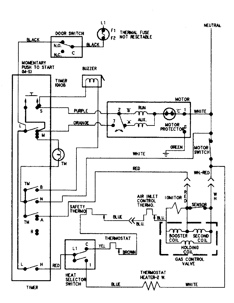 WIRING INFORMATION Diagram and Parts List for CDG6000W  Crosley Dryer