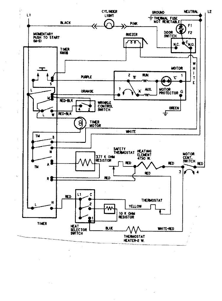 WIRING INFORMATION Diagram and Parts List for PYE3360AYW  Maytag Dryer