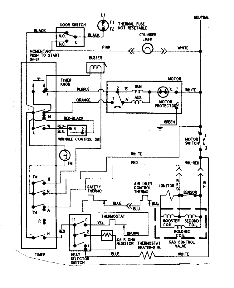 WIRING INFORMATION Diagram and Parts List for PYG3300AWW  Maytag Dryer