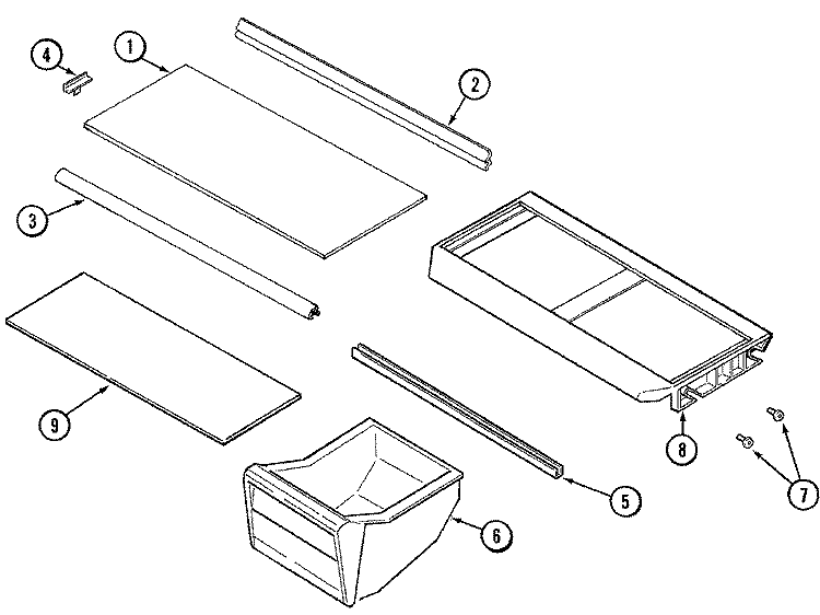SHELVES & ACCESSORIES Diagram and Parts List for GT1913PXFQ  Crosley Refrigerator