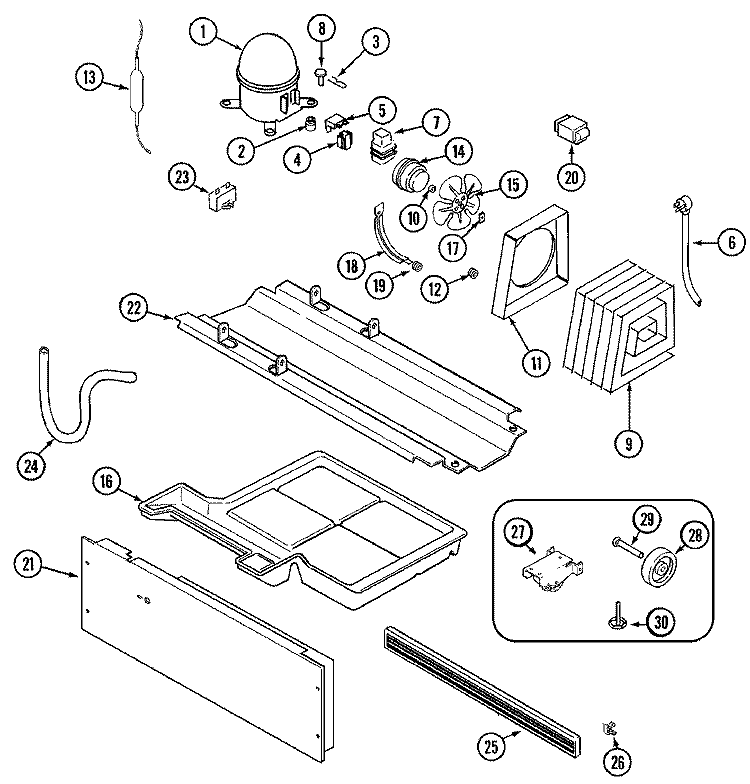 COMPRESSOR Diagram and Parts List for GT2186PKCW  Amana Refrigerator