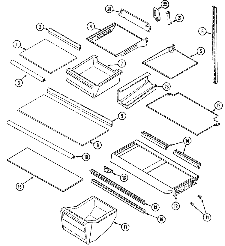 SHELVES & ACCESSORIES Diagram and Parts List for GT2186PKCW  Amana Refrigerator