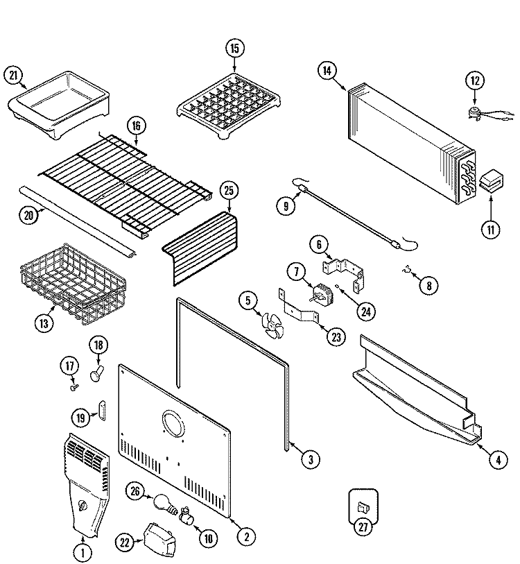 FREEZER COMPARTMENT (BISQUE) Diagram and Parts List for MTB1955DRQ  Maytag Refrigerator