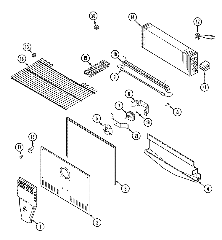 FREEZER COMPARTMENT Diagram and Parts List for CTN1911DEW  Magic Chef Refrigerator