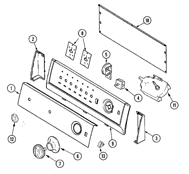 CONTROL PANEL Diagram and Parts List for CW6000A  Crosley Washer