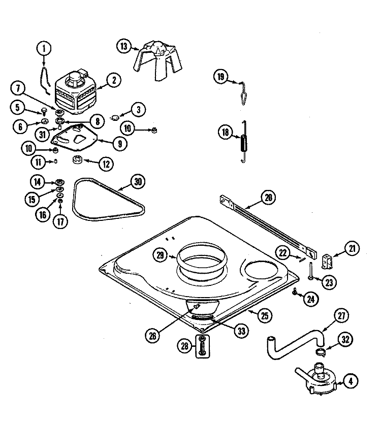 BASE Diagram and Parts List for CAV2000AWQ  Magic Chef Washer