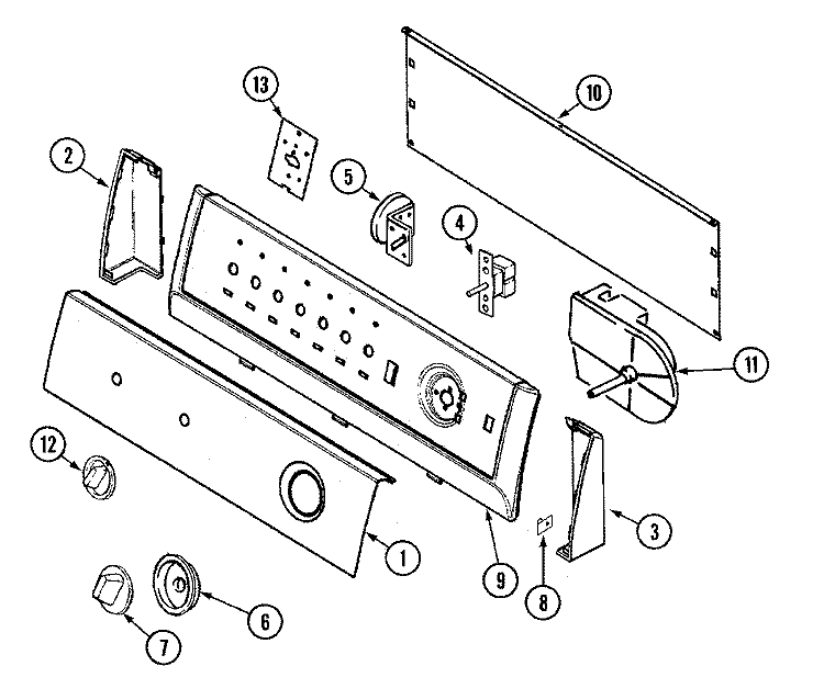 CONTROL PANEL Diagram and Parts List for AAV1000AWW  Admiral Washer