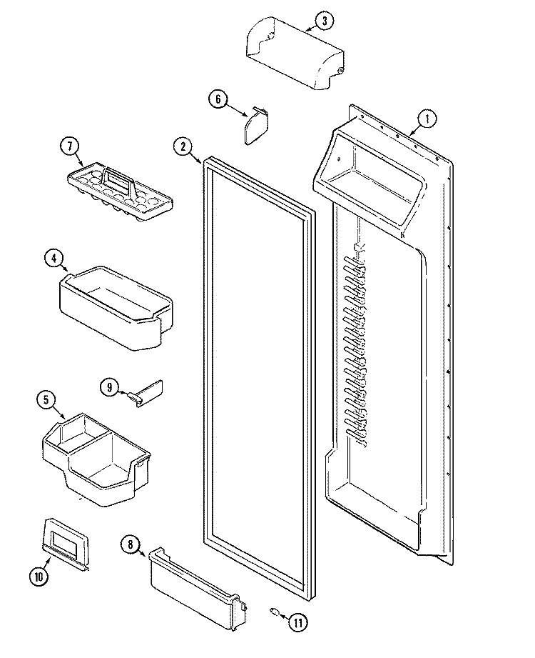 FRESH FOOD INNER DOOR Diagram and Parts List for MSD2748DRB  Maytag Refrigerator