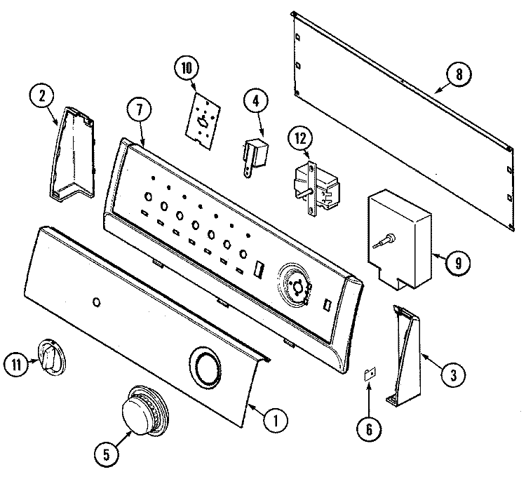 CONTROL PANEL Diagram and Parts List for CDE6000A  Crosley Dryer