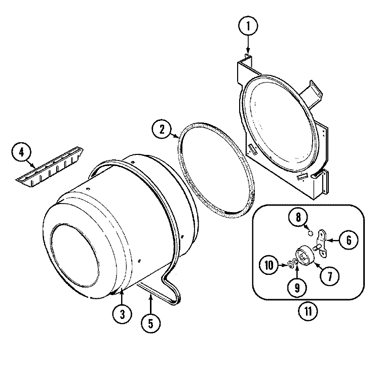 TUMBLER CDE / CDG6000Q Diagram and Parts List for CDE6000Q  Crosley Dryer
